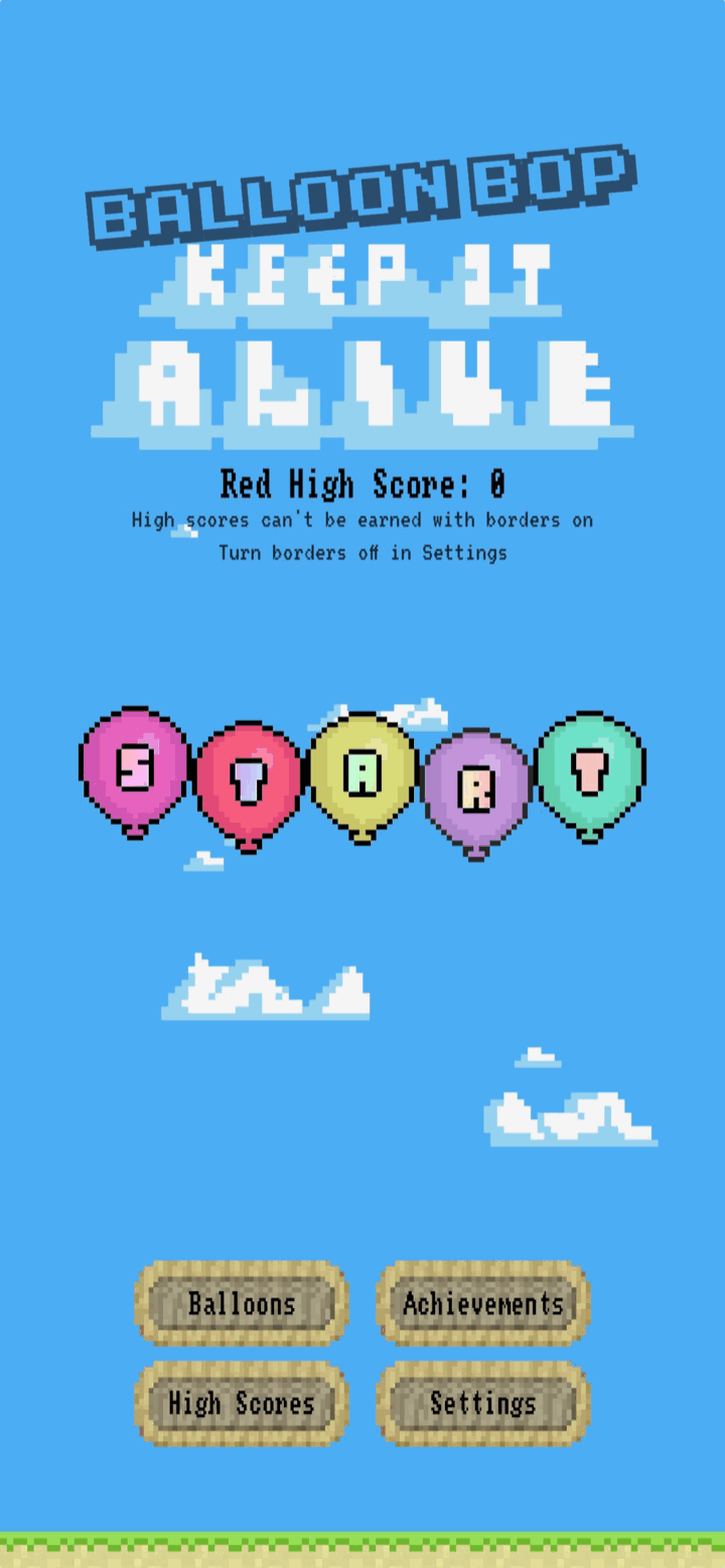 Balloon Bop pixel-art title screen