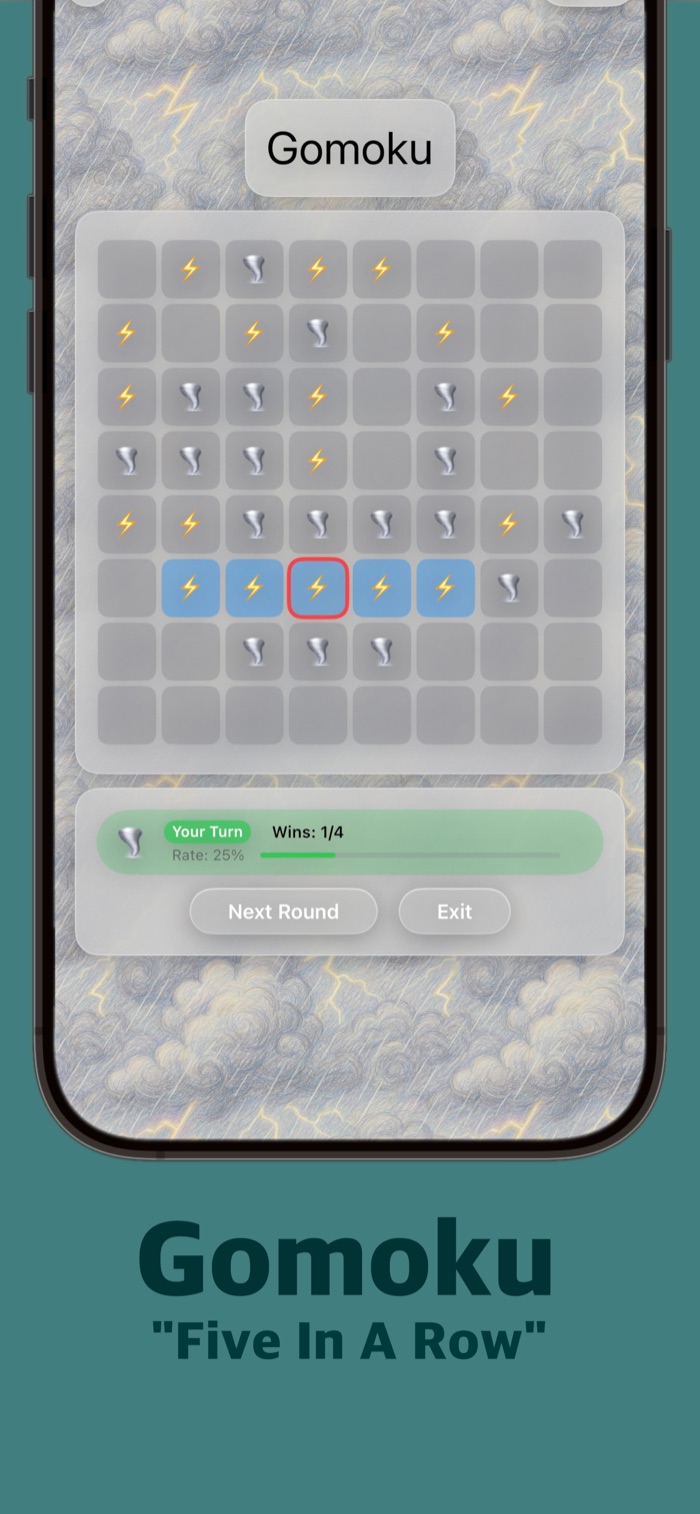 Gomoku Five in a Row board in Emoji Arena