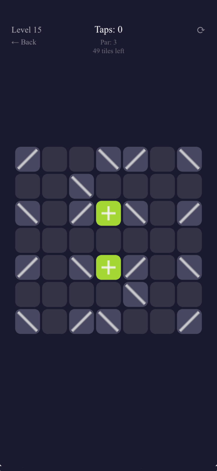 Taploom puzzle level showing a ripple spreading across the grid